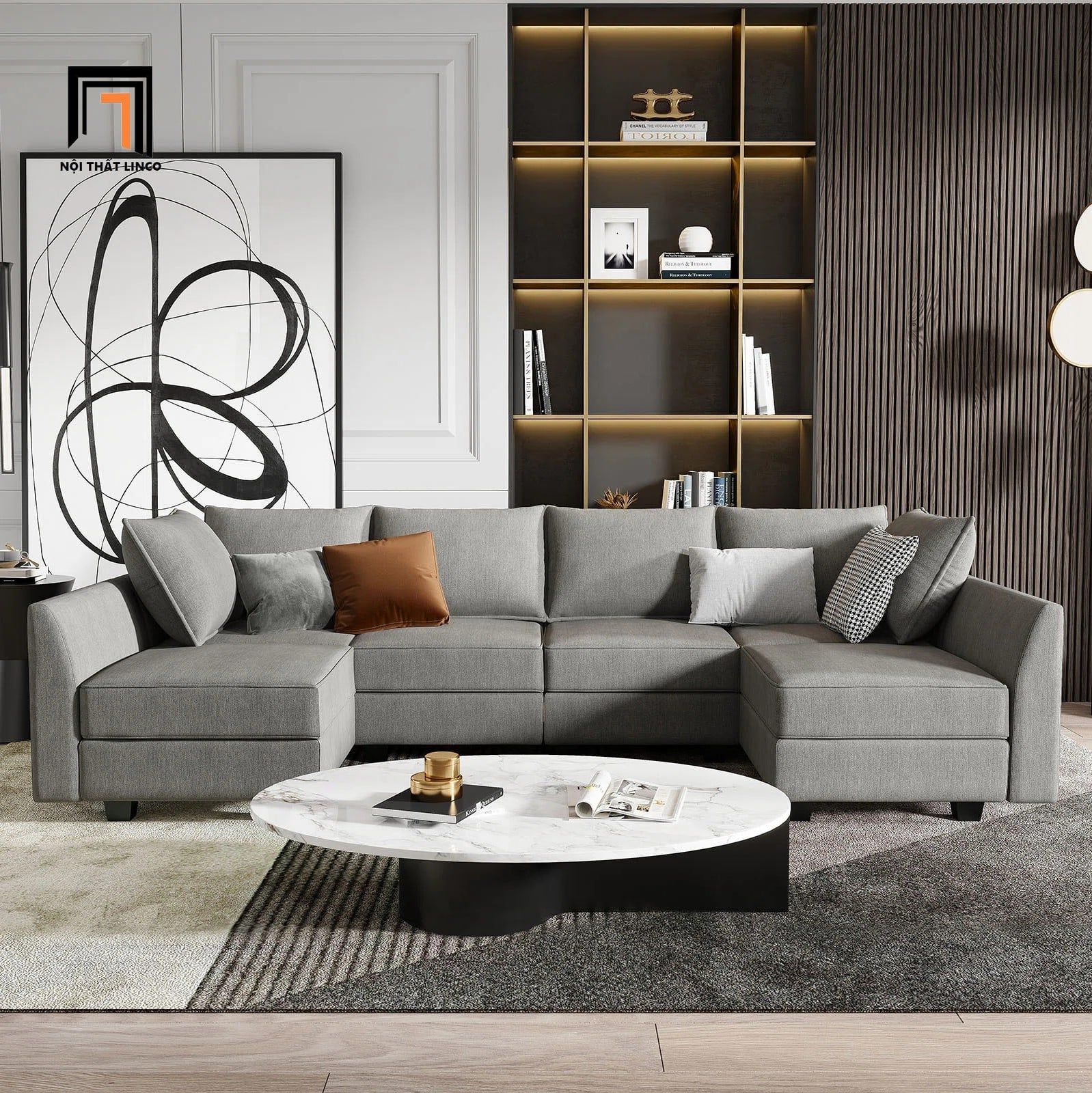  Ghế sofa chữ U UT16 Dixie 2m9 xanh ngọc giá rẻ 