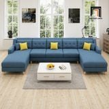  Sofa U UT90 Firmini 3m2 vải bố xanh dương đẹp giá tốt 