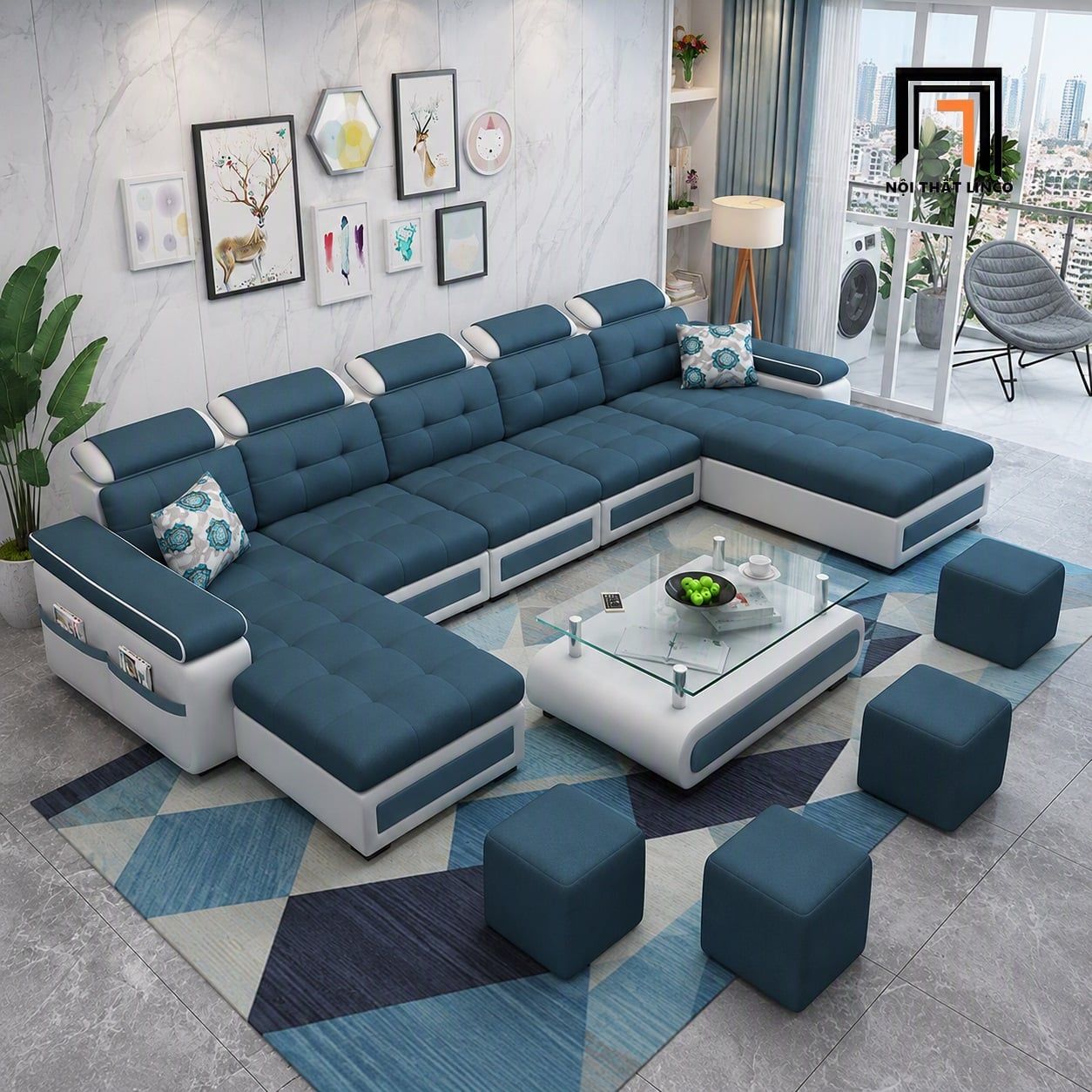  Bộ ghế sofa U UT89 Attica dài 3m phối màu tinh tế 