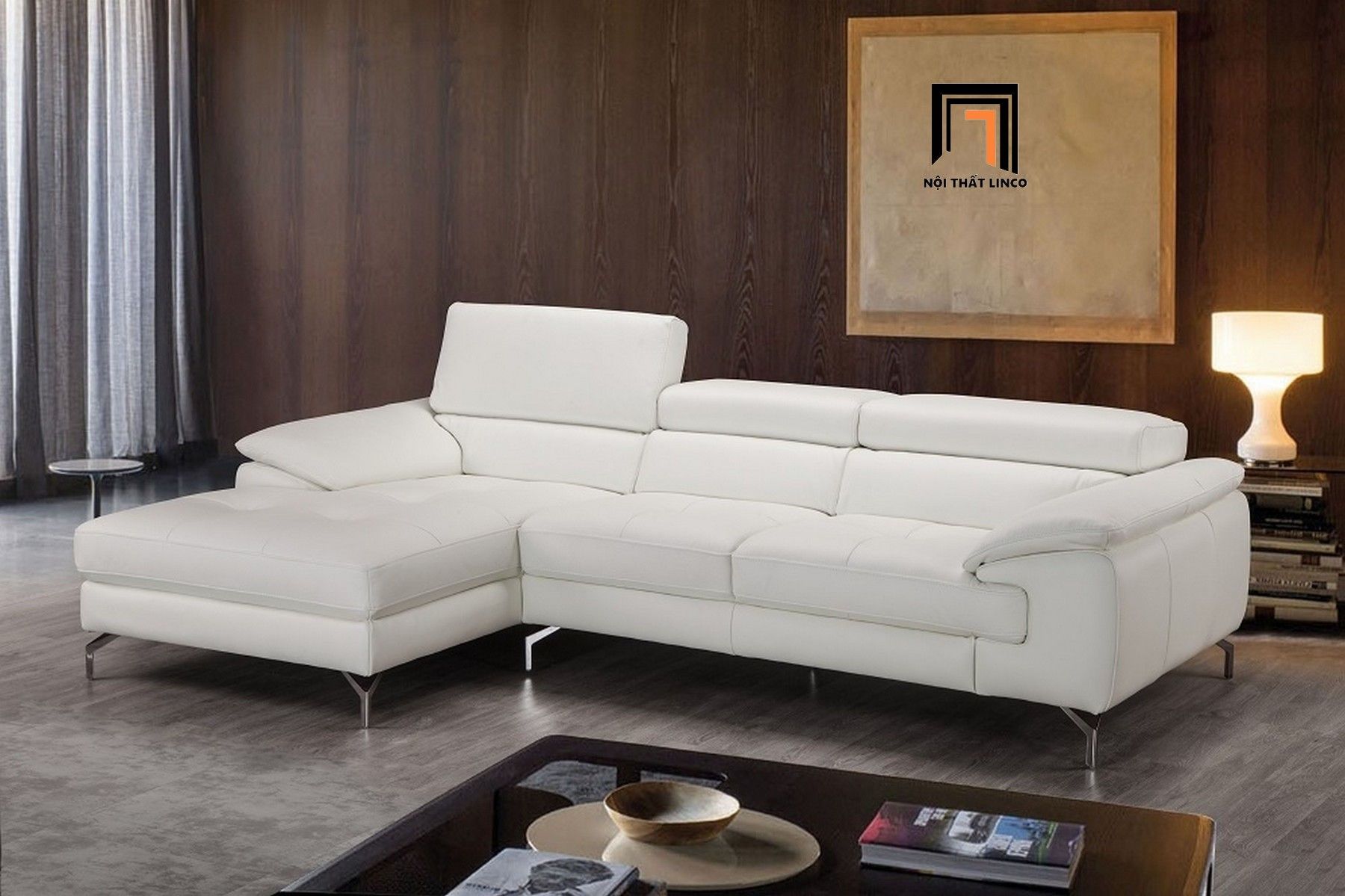 Bộ ghế sofa góc da chống trầy GT63 Alice 2m4 x 1m6 hiện đại 