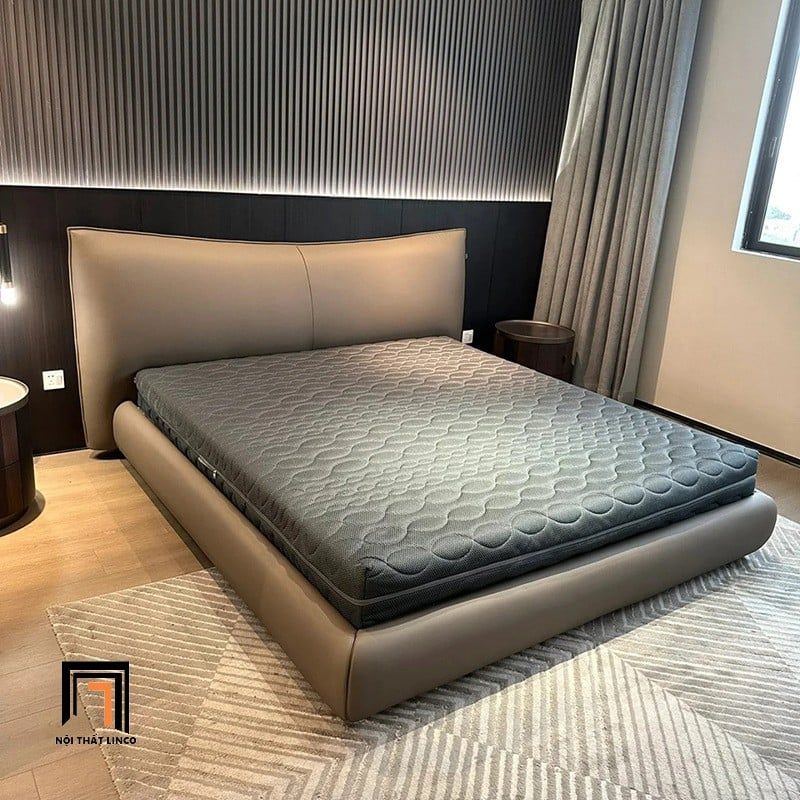  Giường ngủ kiểu dáng hiện đại GN116 Numan 1m6 x 2m da xám 