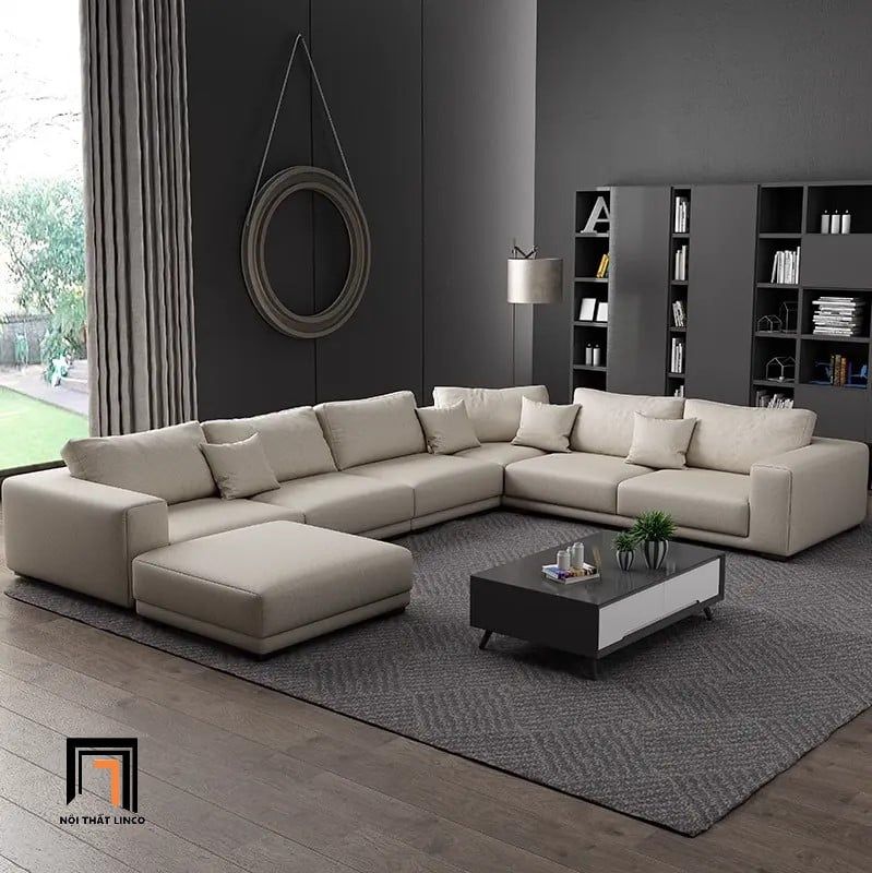  Sofa U 3m Paulina UT23 xám đen dễ phối nội thất 