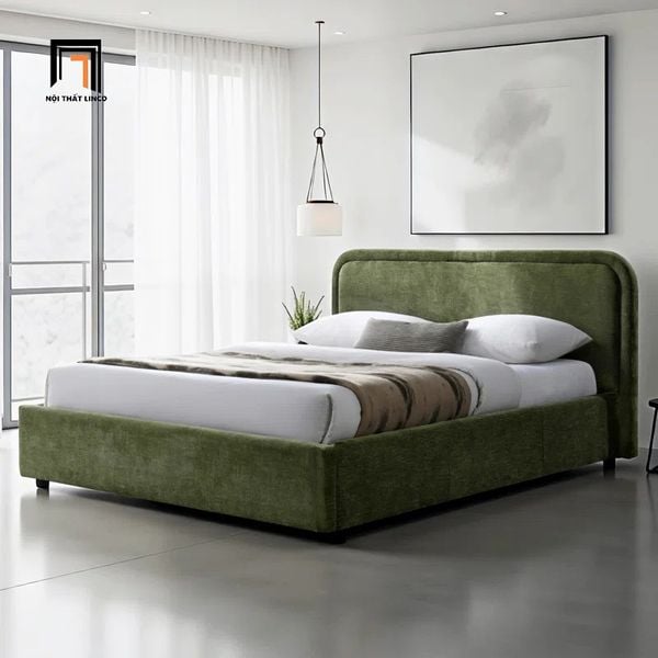 giường ngủ vải nỉ xanh lá