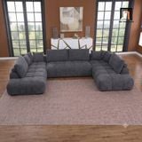  Bộ sofa chữ U UT32 Marigail dài 3m15 vải nỉ xám đen đẹp 