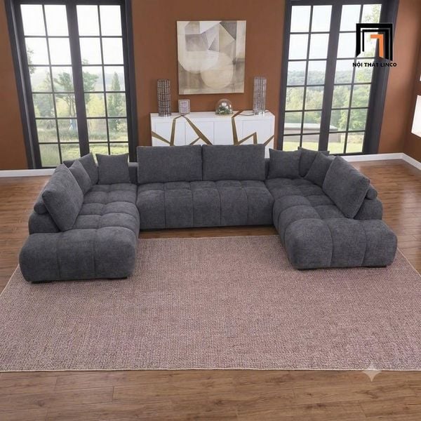 sofa chữu U dài 3m15 vải nỉ đẹp