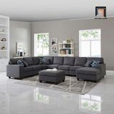  Bộ sofa U Âu Mỹ UT33 Marsala 3m4 màu xám trắng thanh lịch 
