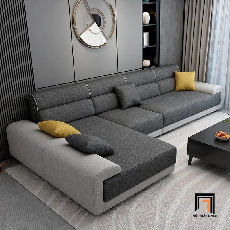  Bộ sofa U đẹp UT61 Aparte dài 3m2 phối vải nổi bật 