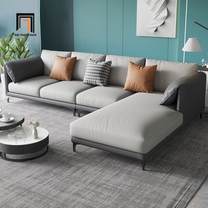  Sofa U da chống trầy UT97 Lesca dài 3m2 phối xám đẹp 