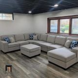  Bộ sofa U Âu Mỹ UT33 Marsala 3m4 màu xám trắng thanh lịch 