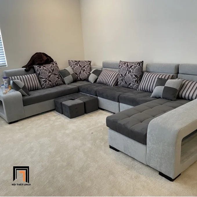  Sofa phòng khách chữ U UT26 Ashlei 3m7 cao cấp 