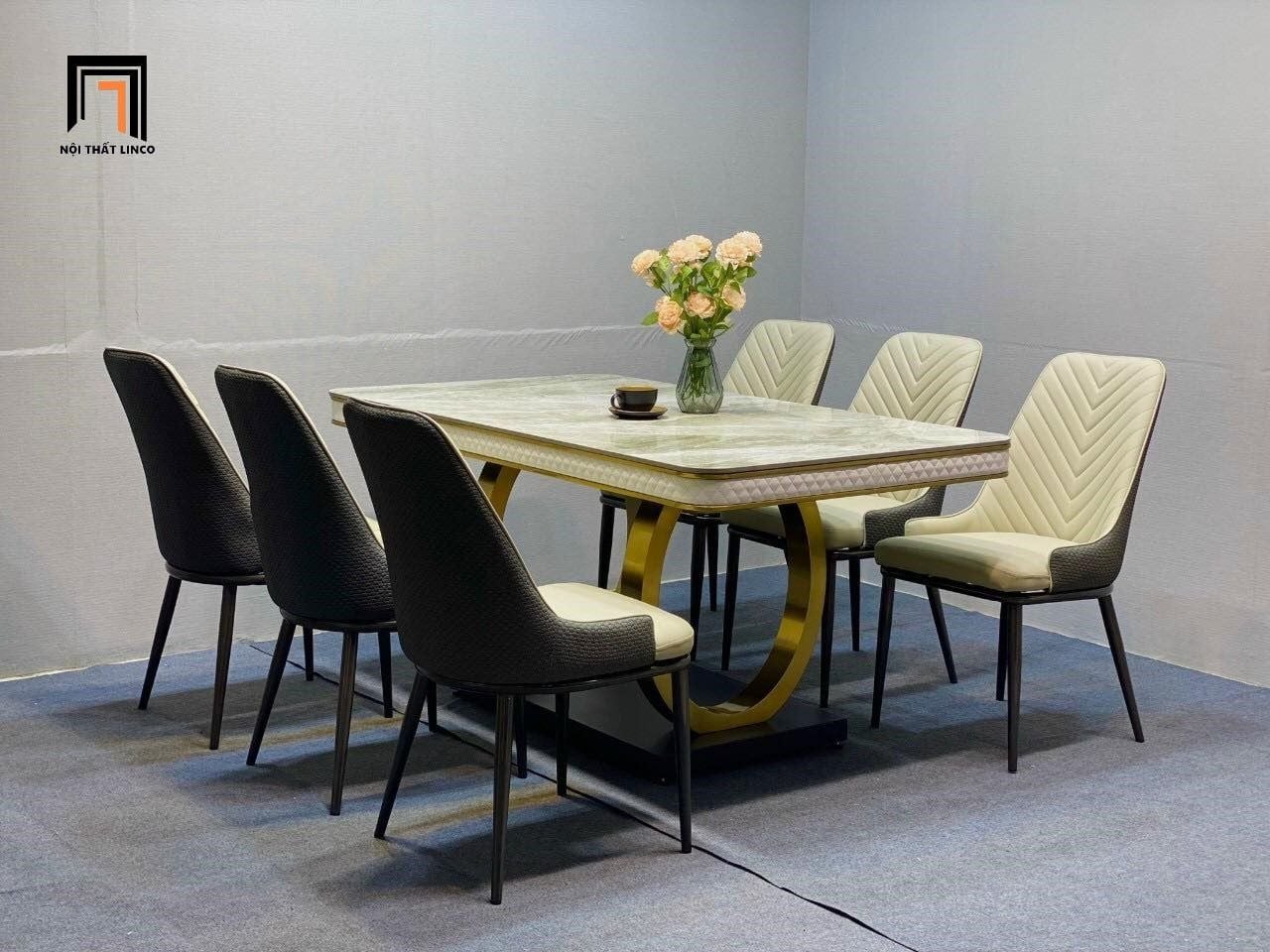  Bàn ghế ăn lớn cho phòng bếp 8-BAD6-Yenga đá ceramic đẹp 