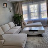  Sofa chữ U UT30 Yushi dài 3m vải nỉ trắng kem cho phòng khách 