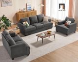  Combo 3 ghế sofa phòng khách KT8 Poll màu xám đen vải nỉ mềm 