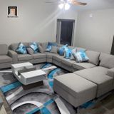  Bộ sofa U Âu Mỹ UT33 Marsala 3m4 màu xám trắng thanh lịch 