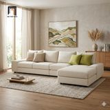  Bộ ghế sofa góc L vải nỉ trắng kem GT276 Farson 3m x 1m6 giá rẻ 