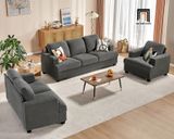  Combo 3 ghế sofa phòng khách KT8 Poll màu xám đen vải nỉ mềm 
