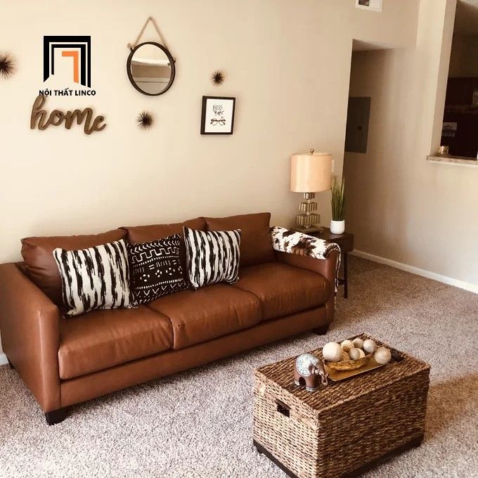  Ghế sofa băng cao cấp BT7 Obaton 2m da công nghiệp nâu đậm 