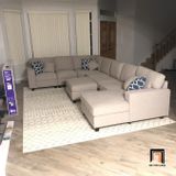  Bộ sofa U Âu Mỹ UT33 Marsala 3m4 màu xám trắng thanh lịch 