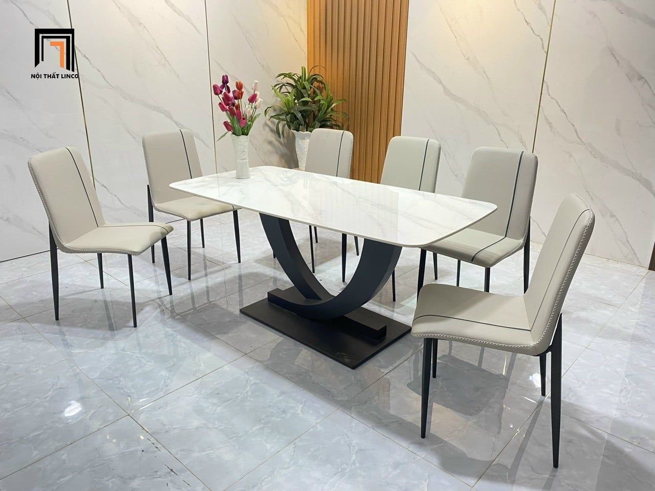  Set bàn ăn 6 ghế căn hộ chung cư 25-BAD6-Umsele cao cấp 