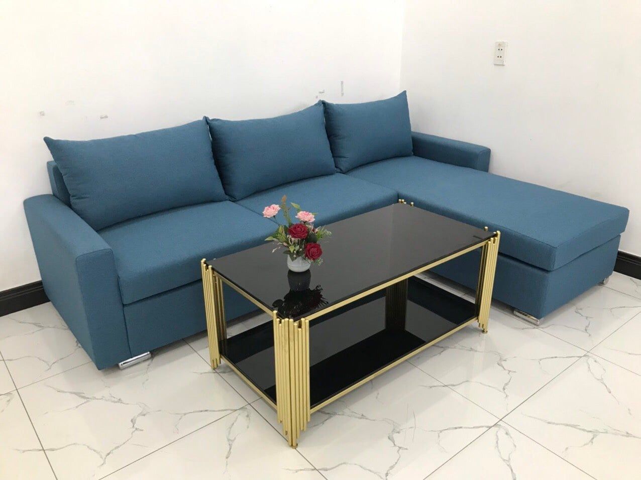  Bộ bàn ghế sofa góc GL1 2m2 x 1m6 màu xanh dương giá rẻ 