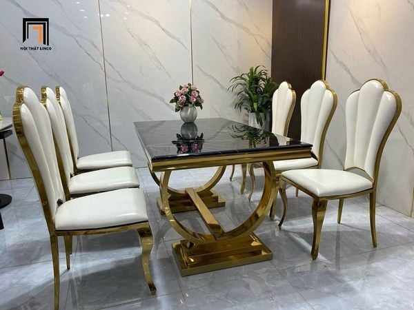 bộ bàn ăn đá 6 chỗ ngồi
