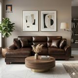  Bộ sofa góc da nâu đậm GT80 Pali 2m4 x 1m6 căn hộ chung cư 