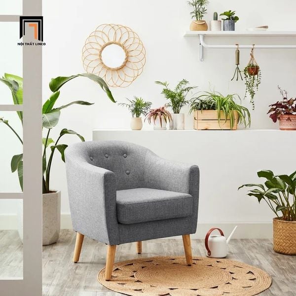 sofa đơn xám trắng