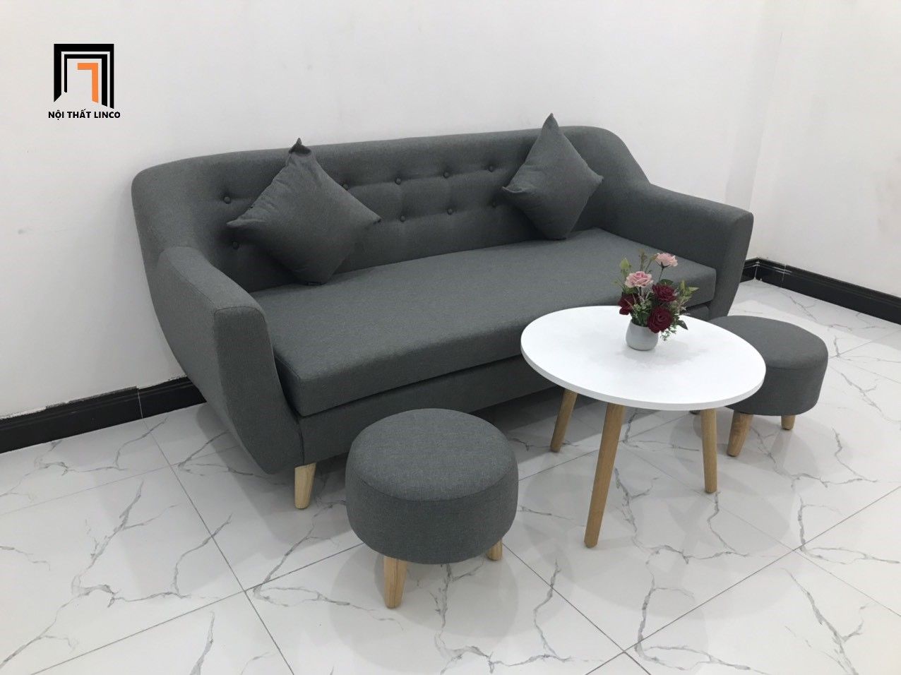  Bộ ghế sofa băng dài 1m9 BL10 BGN màu xám đen giá rẻ 