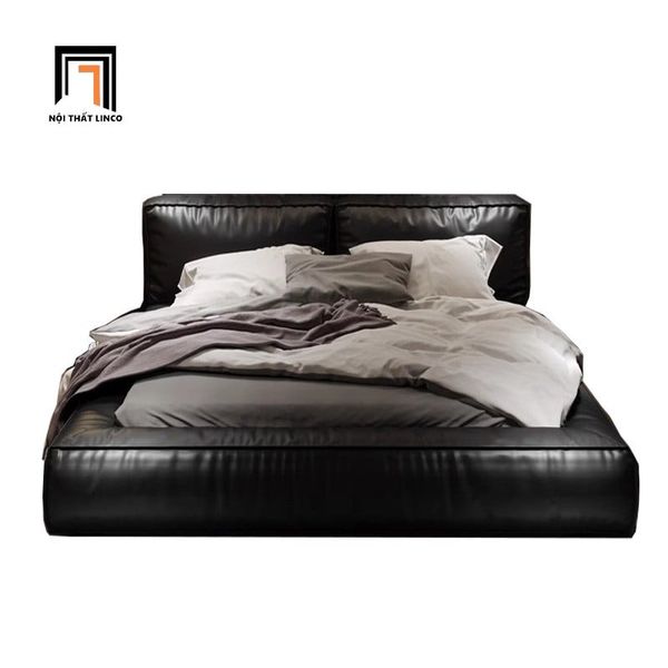 giường ngủ da giả màu đen cao cấp