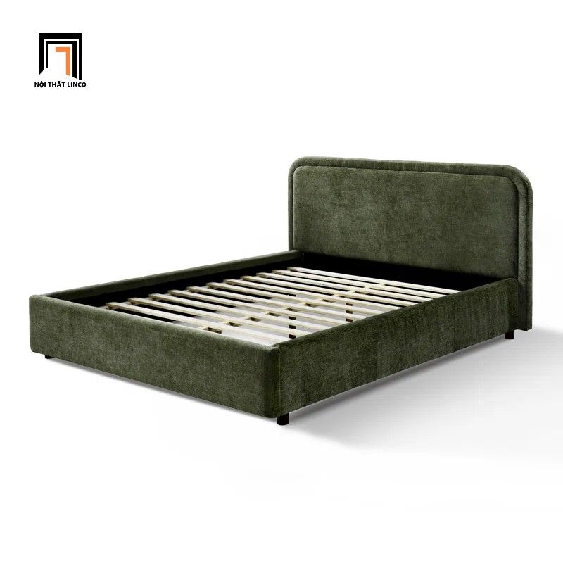  Giường ngủ vải nỉ màu xanh lá GN133 Bixby gia đình sang trọng 
