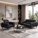  Bộ ghế sofa cho văn phòng KT53 Shania da giả màu đen 