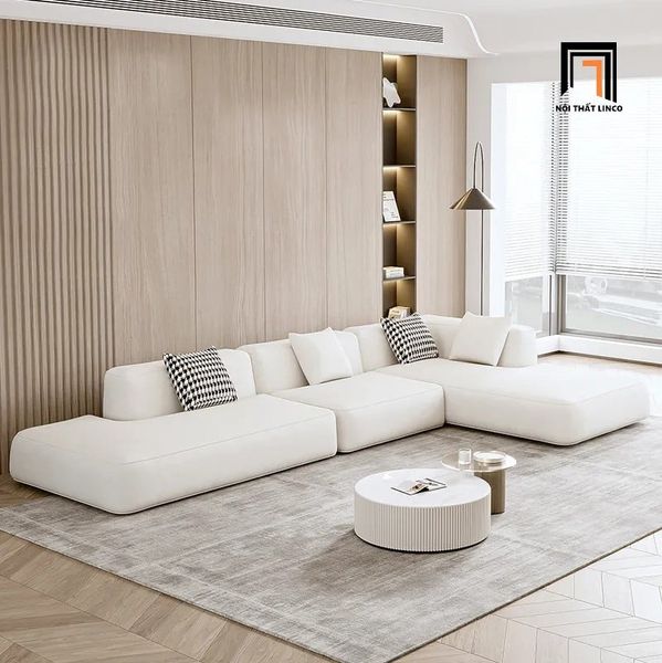 sofa chữ U dài 3m2 xám trắng