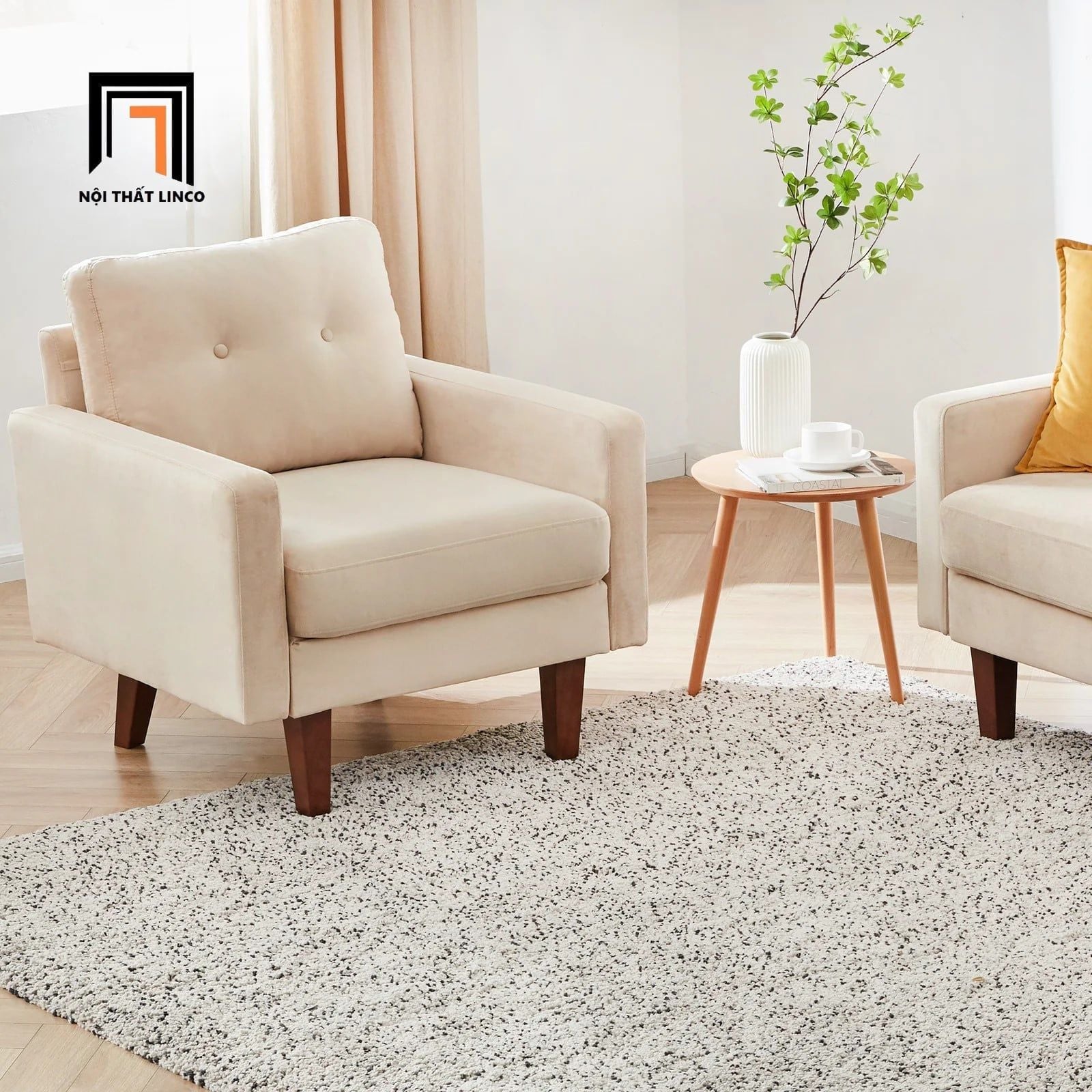  Ghế sofa đơn mini DT8 Brook vải nhung hiện đại giá rẻ 