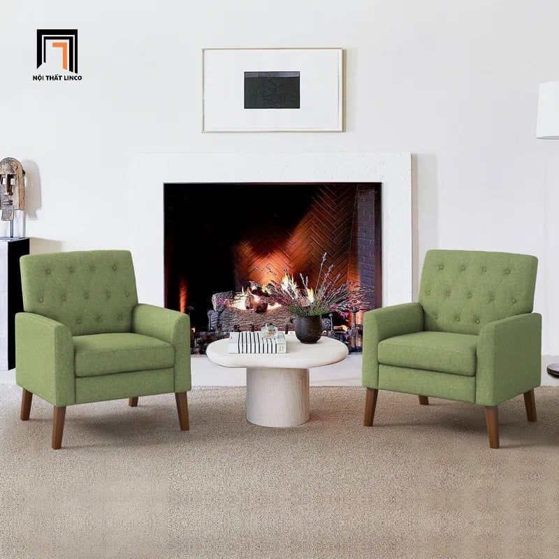  Ghế sofa đơn phòng khách gia đình DT94 Asaria màu xanh lá 