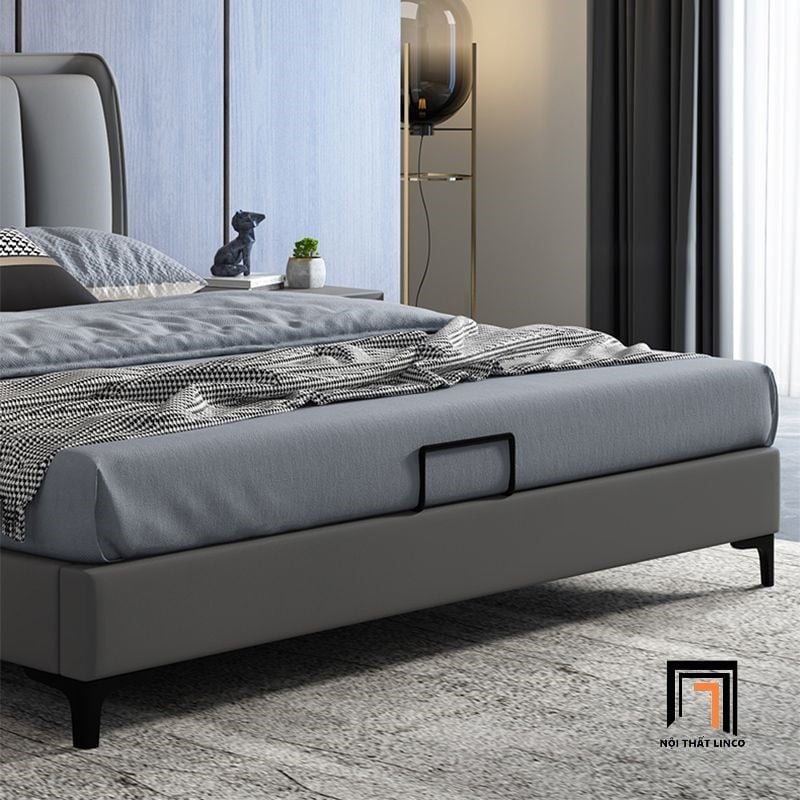  Giường ngủ da màu xám GN80 Lisaili kiểu dáng sang trọng 