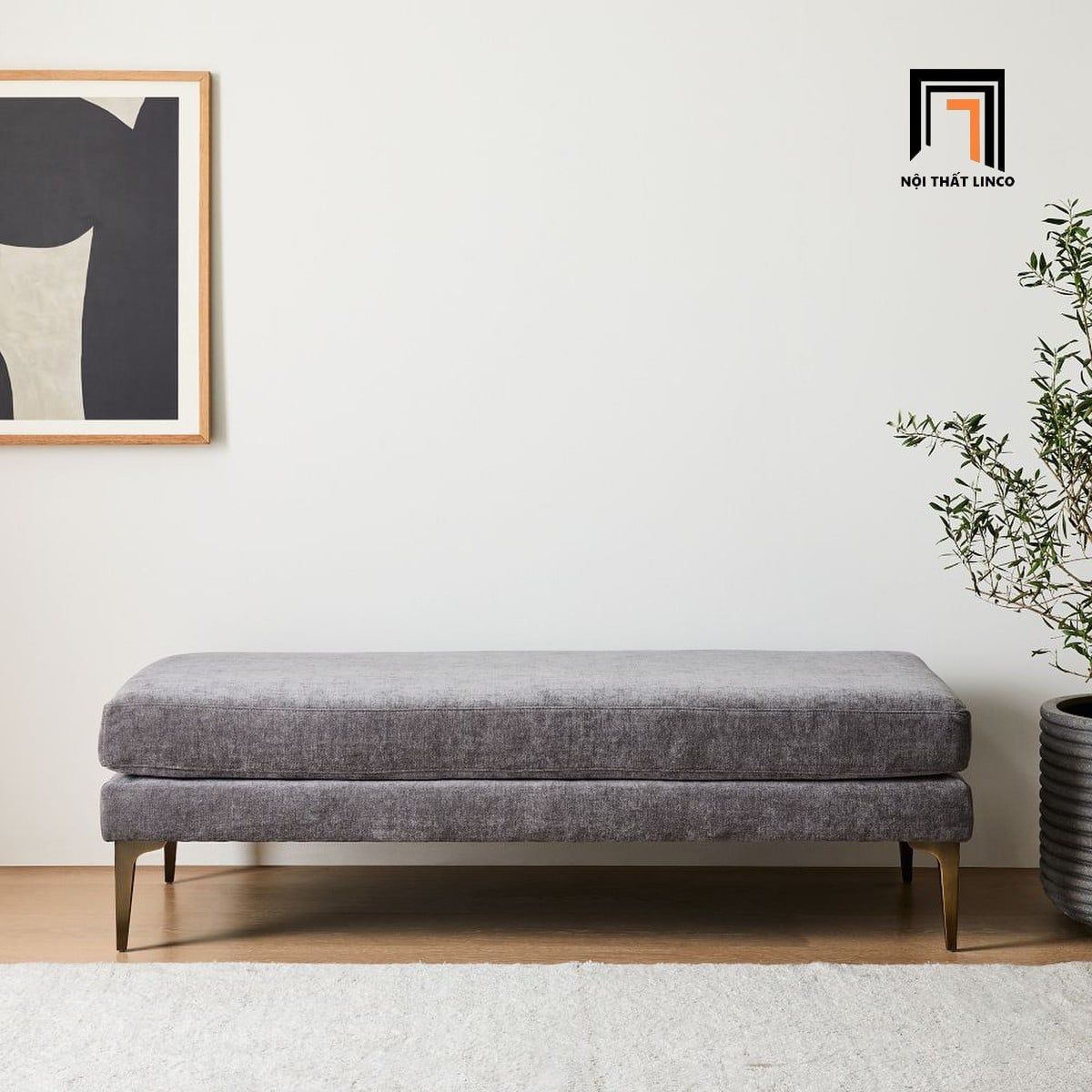 Ghế sofa đôn chữ nhật SB2 Andes 1m3 x 50 vải nỉ trắng kem 