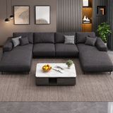  Sofa U giá rẻ UT58 Pesca dài 3m vải nỉ xám đen 