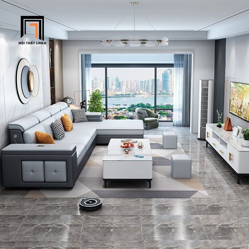  Bộ ghế sofa U 3m5 UT40 Harmse bọc da công nghiệp cao cấp 