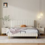  Giường ngủ da giả màu xám trắng GN97 Perrot 1m6 sang trọng 