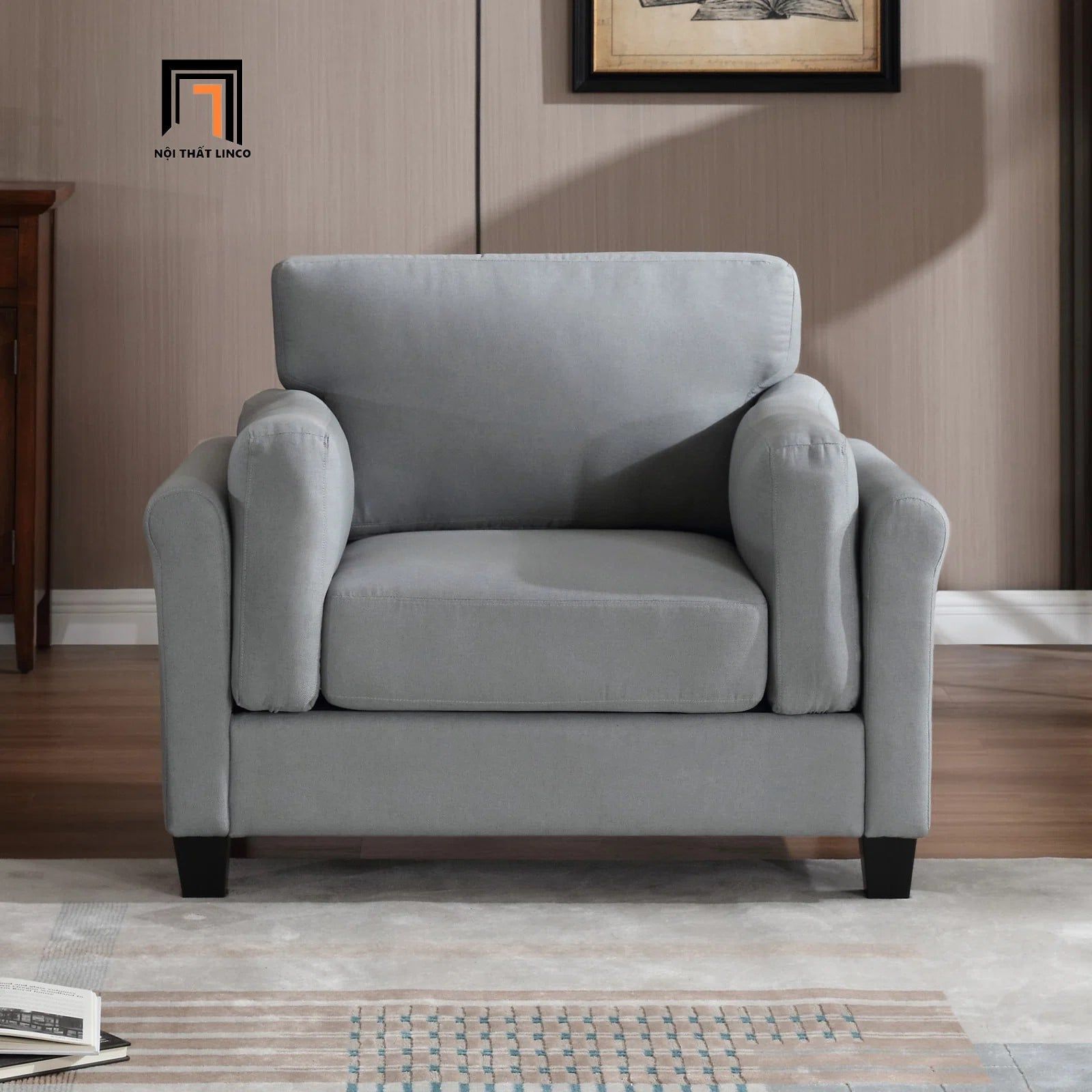  Ghế sofa đơn phòng khách sang trọng DT113 Alans màu nâu nhạt 