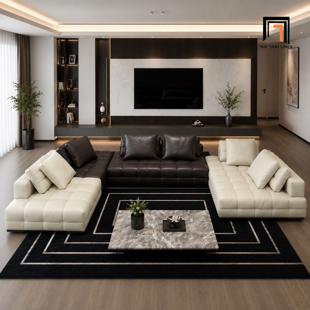  Ghế sofa chữ U UT24 Seneca phối màu sang trọng, nổi bật 