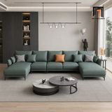  Bộ ghế sofa U da xanh lá UT82 Noha dài 3m4 diện tích lớn 