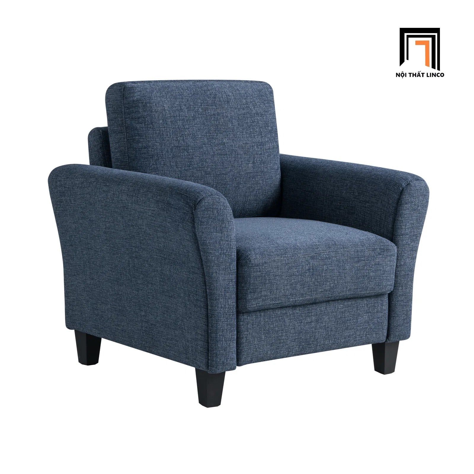  Ghế sofa đơn 1 chỗ ngồi DT100 Arsaluis vải nỉ màu xanh đậm 