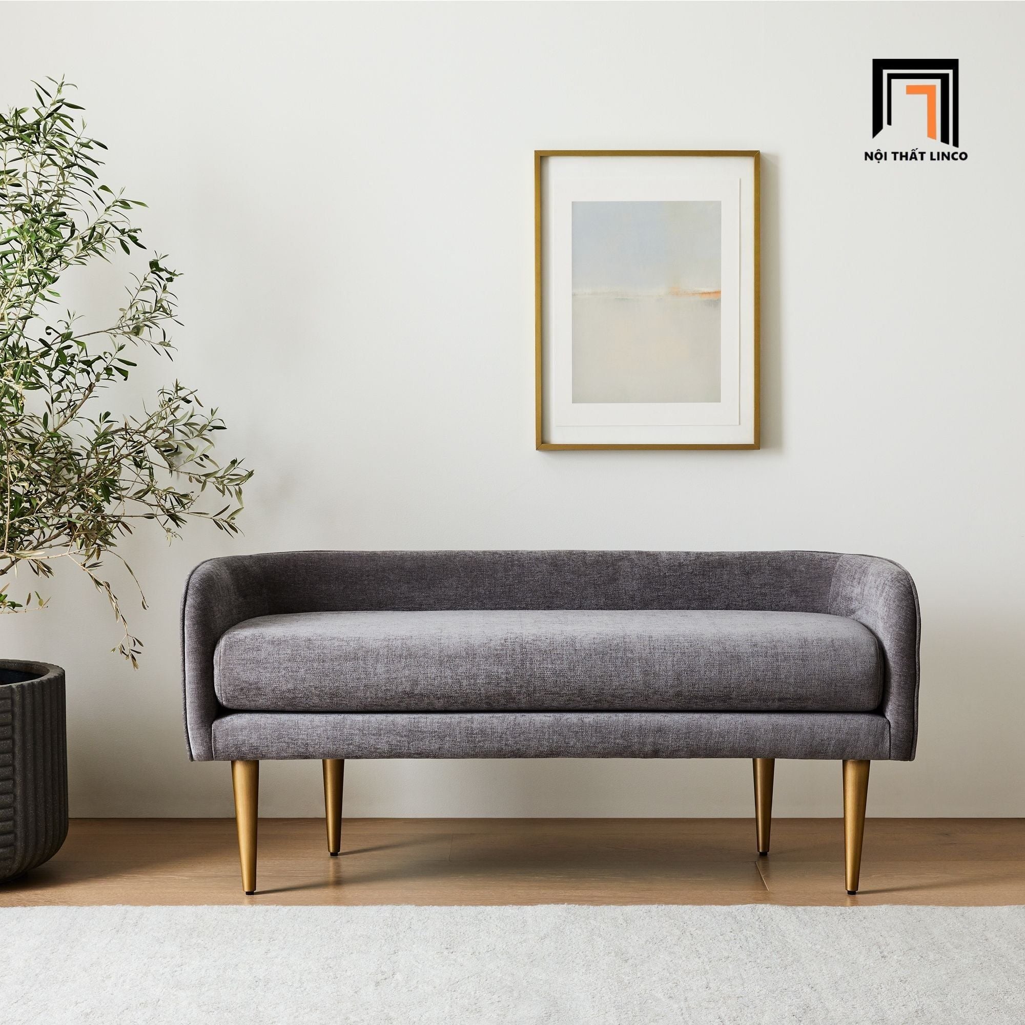  Ghế sofa đôn dài 1m3 x 55 SB5 Celine vải nỉ trắng kem 
