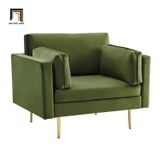  Ghế sofa đơn vải nhung xanh rêu DT82 Pelham phòng khách nhỏ 