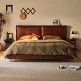  Giường ngủ bọc da Pu màu nâu đậm GN131 Seaton sang trọng 