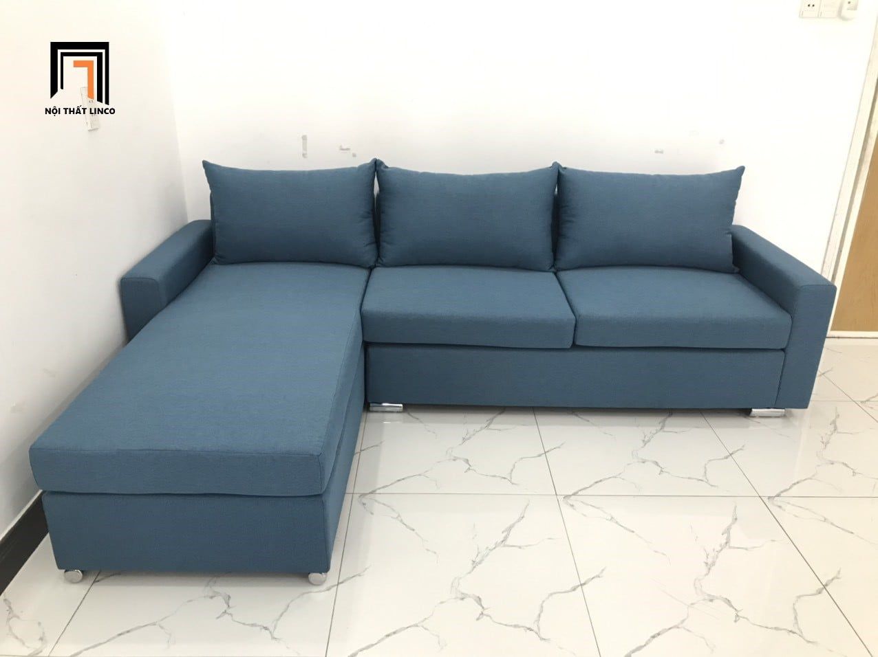  Bộ bàn ghế sofa góc GL1 2m2 x 1m6 màu xanh dương giá rẻ 