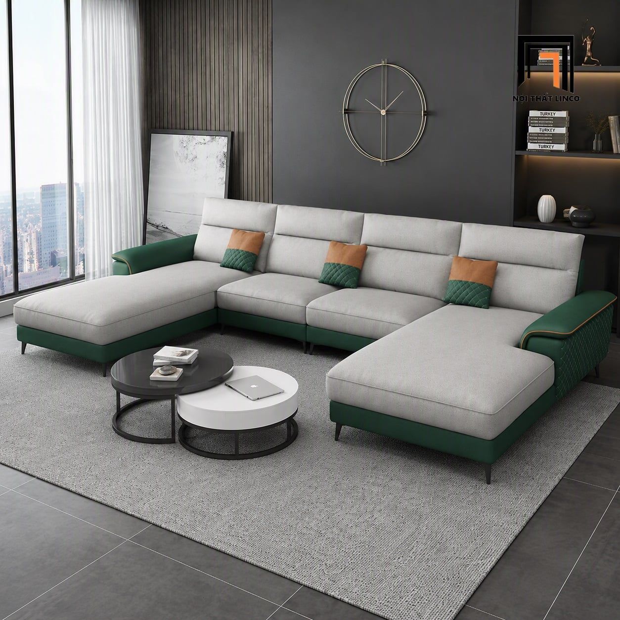  Bộ sofa U da giả UT84 Yangchu 3m1 thiết kế trẻ trung 