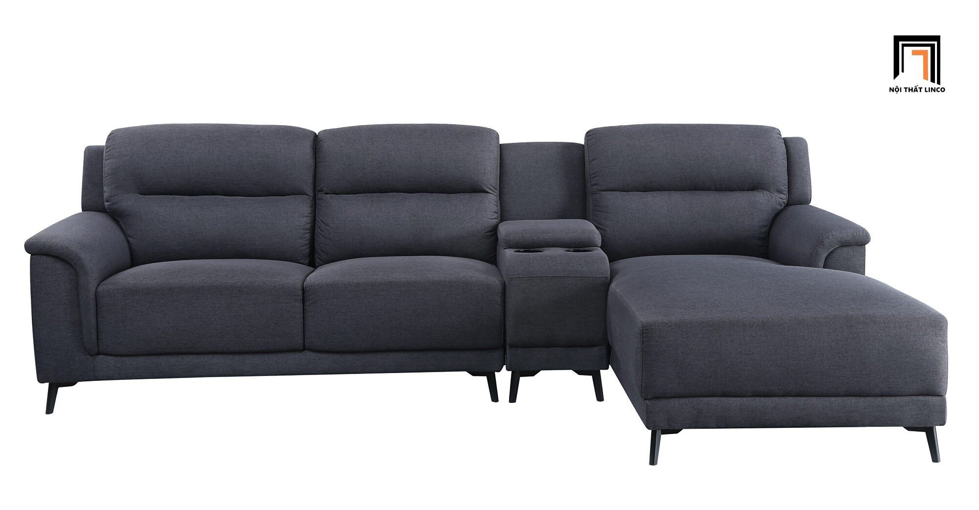  Bộ ghế sofa chữ L màu xám đen GT75 Walcher dài 2m8 thư giãn 