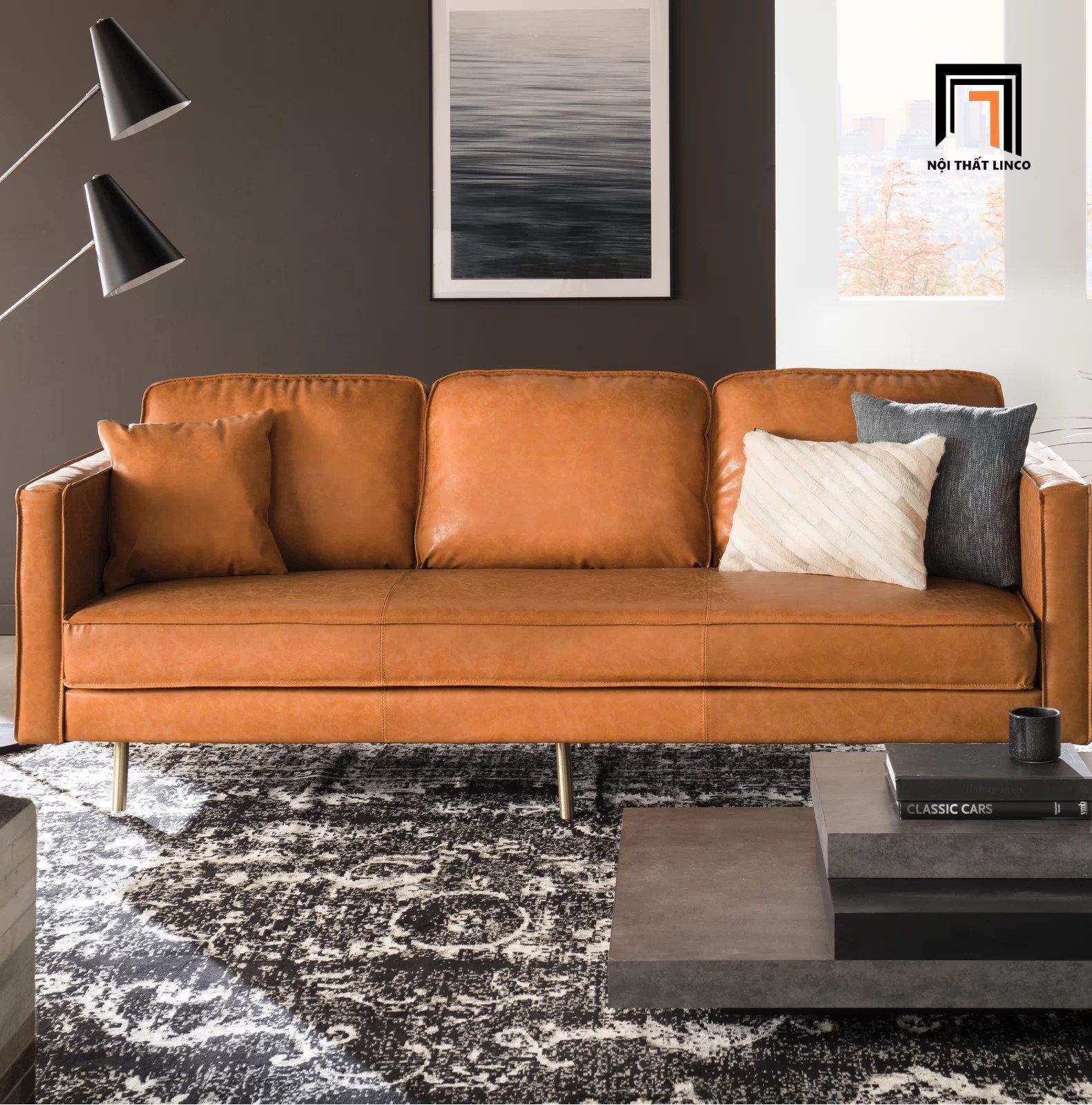  Ghế sofa băng da công nghiệp BT32 Roderic dài 2m màu da bò 